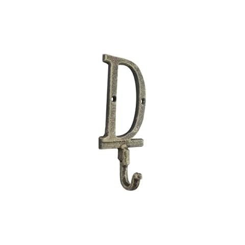 Handcrafted Nautical Decor Rustic Gold Cast Iron Letter D Alphabet Wall Hook 6" Cover