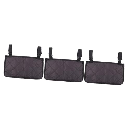 Poches organisateur noir pour accessoires de mobilité avec fixation latérale stable lot de 3