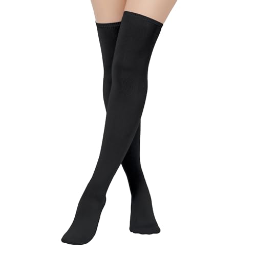 Image of Zando 3 Pairs Thigh High Socks for Women White & Black & Grey