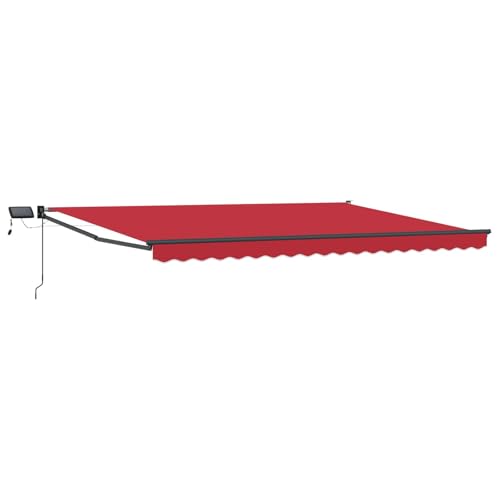 vidaXL Toldo Manual retráctil con Leds Rojo y Antracita 4 x 3 m, Una solución Moderna, toldo retráctil, toldo de jardín, Resistente, LED para tu Porche