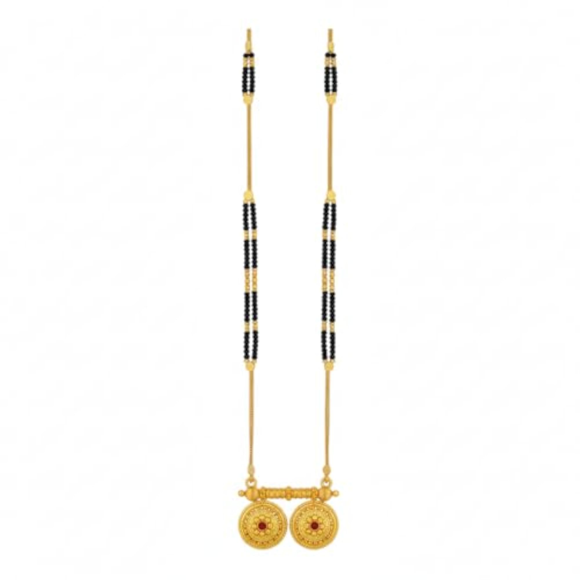Women's Gold Plated Extra Long Black Bead Mangalsutra, Stylish Design