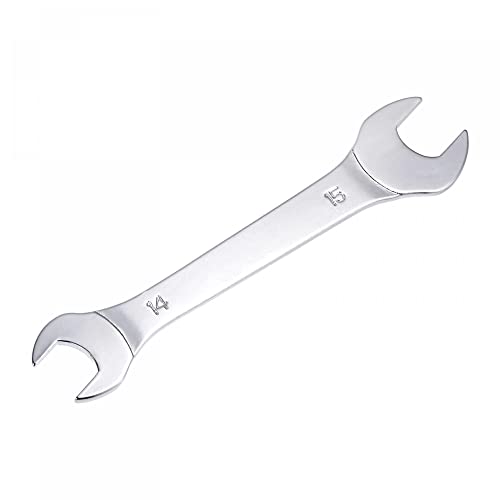 sourcing map Thin Open End Wrench, 14mm x 15mm Metric Mirror-Chrome Plated High Carbon Steel, for Household Maintenance and General Repairs