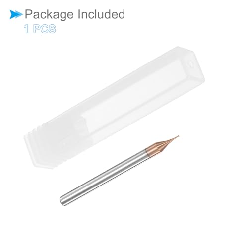Image of Square Nose End Mill, 0.6mm x 2mm Cutting, Long Reach Titanium (Nano-Scale) Coated Carbide 2 Flutes CNC Router Bits - (Applications: for Stainless Steel Cast Iron Metal)
