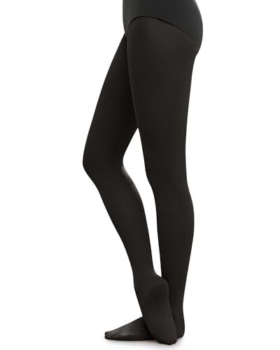 Stelle Womens Ballet Tights Ultra Soft Pro Footed Tights Adult Dance Leggings(BK L)
