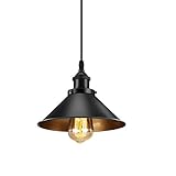 Modern Nordic Vintage Hängeleuchten Pendelleuchten Küche - Ø26cm Eisen Regenschirm Schwarz Golden Lampenschirm Industrielampe - E27 Lampenfassung Hängend Lampe Küchenlampe für Wohnzimmer Esstisch