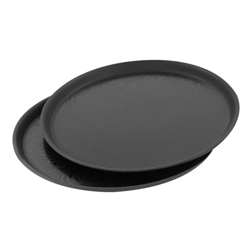 Juego de 8 bandejas de gastro, superficie antideslizante, borde alto, bandeja redonda para servir, bandeja de camarero para café, bar, restaurante (35 cm)