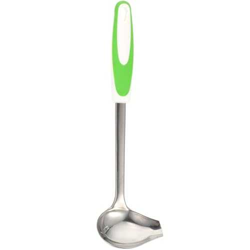VOSAREA Mestolo Piccolo per Salsa in Acciaio con Beccuccio Versatore Antiscivolo Cucchiaio per Condimento e Minestra Design Artigianale Resistente e Facile da Pulire Utile per Cucina e
