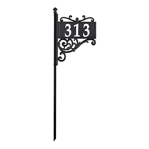 Plaque d'adresse réfléchissante Whitehall Products 11244 Nite Bright noire et blanche