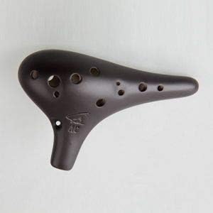 12 Holes Alto C Matte Black Glaze Ceramic Ocarina - Easy to Learn & Great Gift!