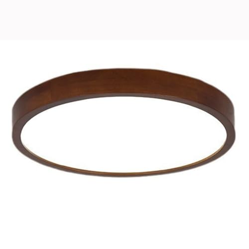 Plafonnier bois LED rond à 3 couleurs de style chinois pour salon