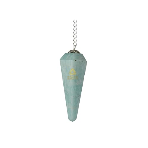 ANAYA AGATE Amazonite Pendulum, Chakra Pendulum with Chain, Certified Dowsing Crystals and Healing Stones for Divination Meditation, Chakra Balancing and Crystal Grid, Natural Gemstone Pendulums