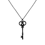 LittleFathand Black Key Necklace Vintage Gothic Keys Pendant Necklace Dainty Key Choker Necklace for Women Men Gothic Jewelry Gift