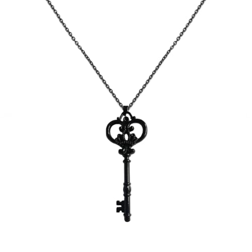 LittleFathand Black Key Necklace Vintage Gothic Keys Pendant Necklace Dainty