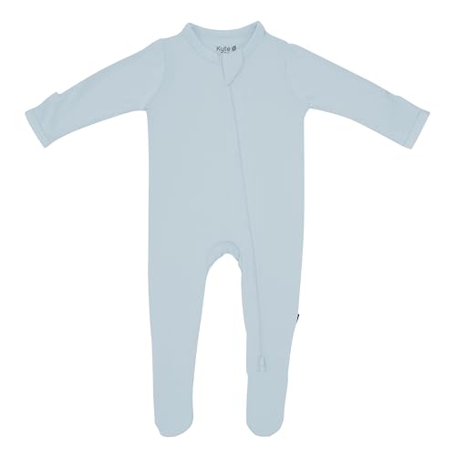 KYTE BABY Soft Bamboo from Rayon Rompers, Zipper Closure, (Fog, 0-3 Months)