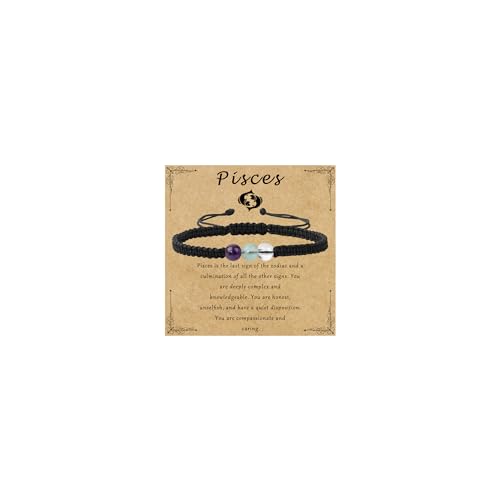 GolbalJew Pisces Zodiac Bracelets for Women Healing Crystal Stone Beads Bracelet Birthday Zodiac Gifts Horoscope Spiritual Bracelet