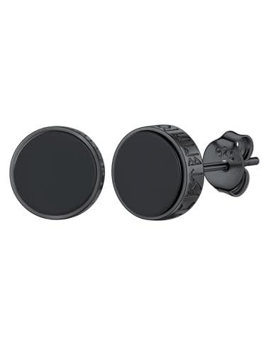 Silvora 2 Pcs Runas Vikingas Plata Vintage Pendientes Achatadas con Símbolos Nórdicos Vegvísir/Valknut/Trinidad/Cabeza de Lobo