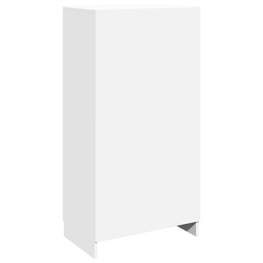 Szafka na buty z 7 półkami, biała, materiał drewnopochodny MDF, 55 x 35 x 108 cm, miejsce do przechowywania 14 par butów, do przedpokoju, sypialni, zajmuje mało miejsca, zamknięta szafka z