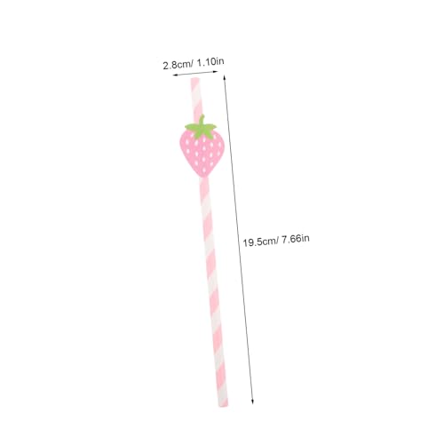 Pitillos de papel rosas con diseño de fresa 50 pcs miniatura 2