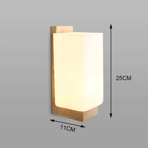 Luces de pared de madera con aplique de pantalla de vidrio rectangular de estilo industrial 5