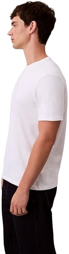 Calvin Klein Herren T-Shirt Kurzarm Classic Monogram Tee mit Rundhalsausschnitt, Weiß (Bright White), L – Ansicht 5
