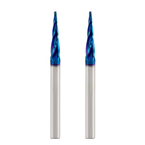 2 PCS CNC Router Bits 1/4 Shank Spiral Ball Nose 2D & 3D Carving Bits 5.4 Deg Tapered Angle Ball Tip R0.8 1/4