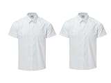 KAMDIN 2 Pack Boys Short Sleeve School Shirt School Uniform Front Pocket Size 2-18 Years (UK, Age, 16 Years, 17 Years, Regular, White)