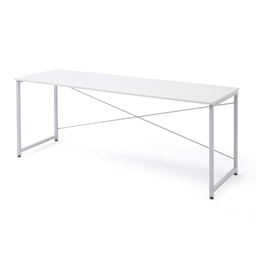 シンプルワークデスク 幅180cm×奥行60cm モニターアーム対応 組立簡単 パソコンデスク ホワイト