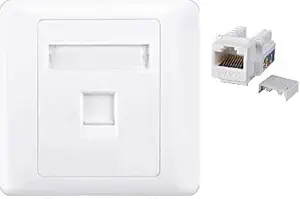RIVER FOX Combo Set - RJ45 CAT6E LAN I/O Network Keystone Connector + Face Plate with Screw - 2 Set