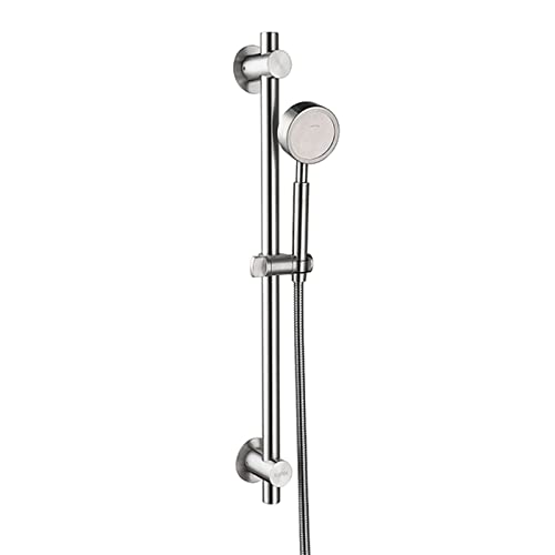 Système de douche de pluie avec douchette à main et barre réglable en acier brossé