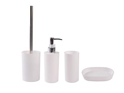 BM 4042 Set di Accessori da Bagno in Plastica, Set Accessori Bagno Completo 4 Pezzi, Dispenser,...