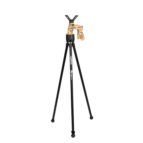 FIERY DEER Gen6 Bastón de Disparo para Caza con trípode, Patas Ajustables y Soporte en V de 360° en Aluminio Resistente para Rifle y Ballesta (160 CM)