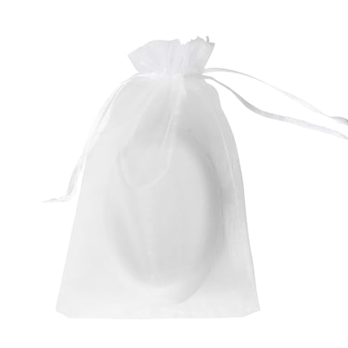 Image of 50PCS Organza Bags, 4x6 inches (10x15cm) Small Mesh Bags Drawstring, White Jewelry Gift Pouches for Easter, Wedding, Party, Festival, Bathroom Soaps