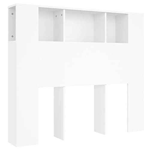 vidaXL Mueble Cabecero Armario de Cama con Almacenaje Pared Dormitorio Estantería Habitación Libros Decoraciones Blanco 120x18,5x102,5 cm