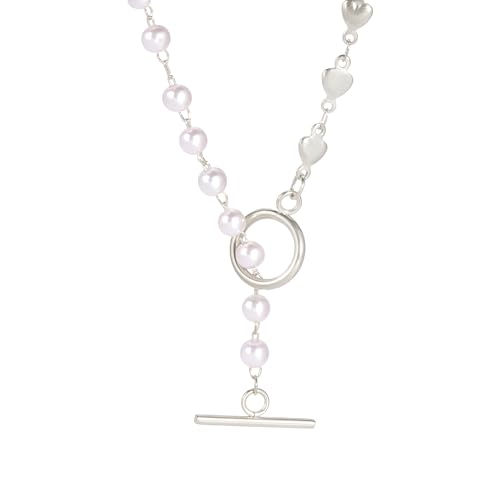 Collier demi-perle demi-chaîne trombone pour accessoires filles et femmes en argent Boho