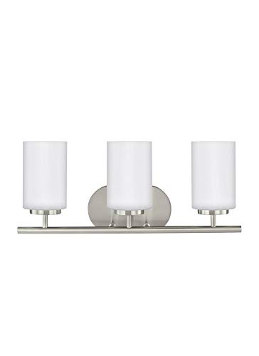 Image of Generation Lighting 41162-962 Lighting Oslo Three Light Wall /Bath Brushed Nickel Finish Incandescent Lamping Type, 300 Total Watts, 8.5 Inch Height, 20 Inch Wide