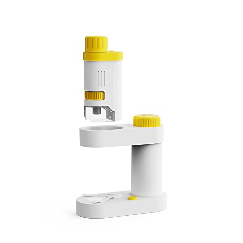 Kindermikroskop - LED Anfängermikroskop Science Kit, Schülermikroskop 80x-160x mit Objektträgern. Tragbares Mikroskop für Kinder im Alter von 3-12 Jahren (Gelb) Cover