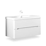 GOOM Badmöbel-Set, Waschbecken mit Unterschrank, optional LED Badezimmerspiegel und Seitenschrank. Waschtisch mit Unterschrank. Maße: 60, 90, 120cm. Auch als Doppelwaschbecken mit Unterschrank