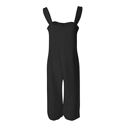 Xiaxogool Bohemian Floral Jumpsuits For Women Dressy Linen Bottom Down Bib Overalls Oversized Graphic Rompers Wide Leg Capri Jumpsuit 2023 Summer Jumpsuits For Women Casual Black Medium #TOP2