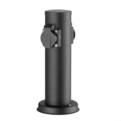WIIYENA Colonne de prise de courant extérieure en acier inoxydable 2 voies avec protection IP54 résistante aux intempéries pour utilisation dans le jardin (Noir)