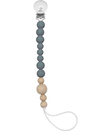 Image of Loulou Lollipop Silicone Soother Pacifier Clip Binky Holder for Newborn and Baby - Color Block (Storm)