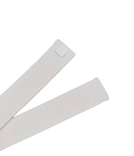Pandiui23 Cinturón Profesional de Taekwondo Karate Judo Doble Envoltura Artes Marciales Raya Cinturón Deportivo (1, Blanco, 1.8M)