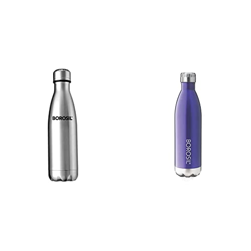 Image of Borosil - Stainless Steel Hydra Bolt - Vacuum Insulated Flask Water Bottle, 750ML + Borosil Stainless Steel Trans Bolt - Vacuum Insulated Flask Water Bottle, Blue, 500ML