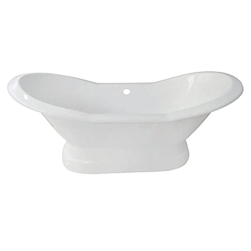 Kingston Brass Aqua Eden VCTND723130 Cast Iron Double Slipper Pedestal Bathtub without Faucet Drillings, 72-Inch, White