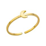 Anillos de luna pequeña de acero inoxidable para mujer, color dorado, apertura de luna, anillo geométrico de lujo, regalo de joyería de boda, anillos 2024