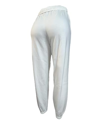 Victoria's Secret Pink Fleece Ivy Relaxed Campus Sweatpants Color White New4