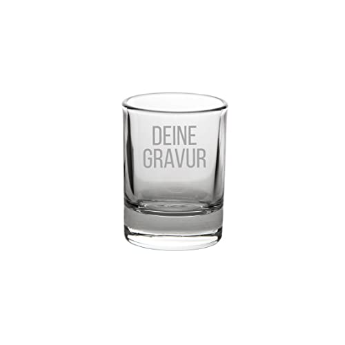 Schnapsglas GALA mit Gravur – zylindrisches Pinnchen 40 ml – Shotglas individuell graviert – personalisiertes Stamperl ohne Eichstrich – spülmaschinenfest
