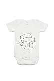 Bambino Sport Baby Sports Clothes – Baby Volleyball Onesie Outfit - White and Black (Small)