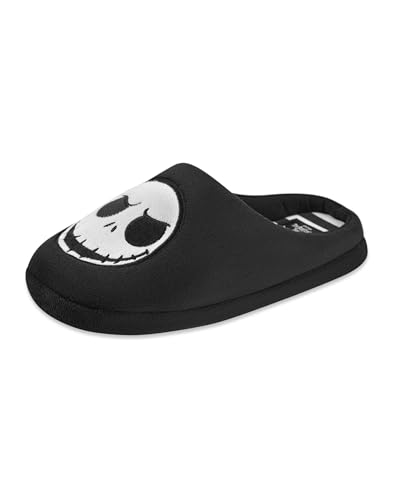 Disney The Nightmare Before Christmas Unisex Slippers | Adults Slip On Mules with Jack Skellington Character Face in Black3