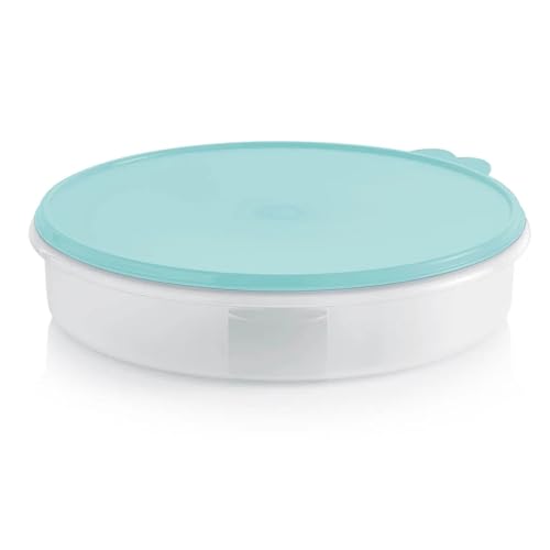 Tupperware 12 inch Round Pie Keeper Taker/Cake Server/Cupcake Courier/Cookie Storage Container with Aquamarine Seal Tupperware 12 inch Round Pie Keeper Taker/Cake Server/Cupcake Courier/Cookie Storage Container with Aquamarine Seal