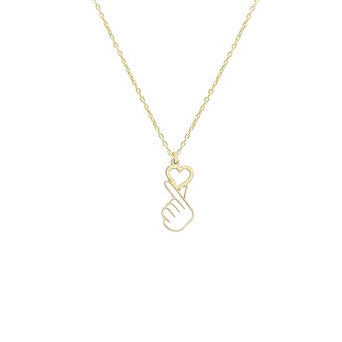 Korean Love Necklace - K-Pop Necklace - Korean Heart-Shaped Pendant - Human Heart Necklace - Korean Heart Necklace - Gift for K-Pop Fans - Real Heart Necklace - K POP GIFTS (18, 14K Rose Plated)